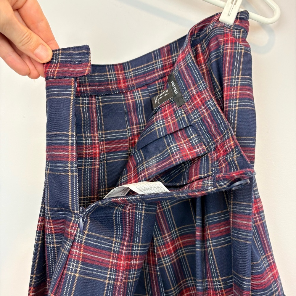 Forever 21 Navy and Red Plaid Skater Skirt - Picture 3 of 7